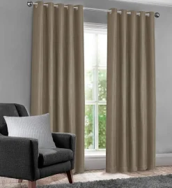 100% Blackout Eyelet Curtains Waffle Natural