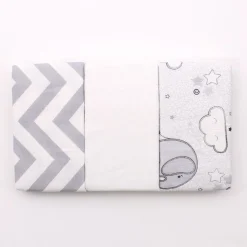 100% Cotton Fitted Cradle/Pram Sheets - 3 Pack Grey - Made In Portugal