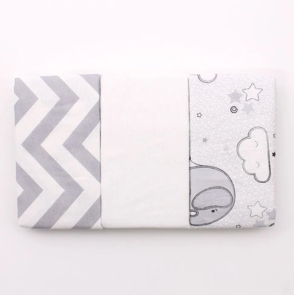 100% Cotton Fitted Cradle/Pram Sheets - 3 Pack Grey - Made In Portugal
