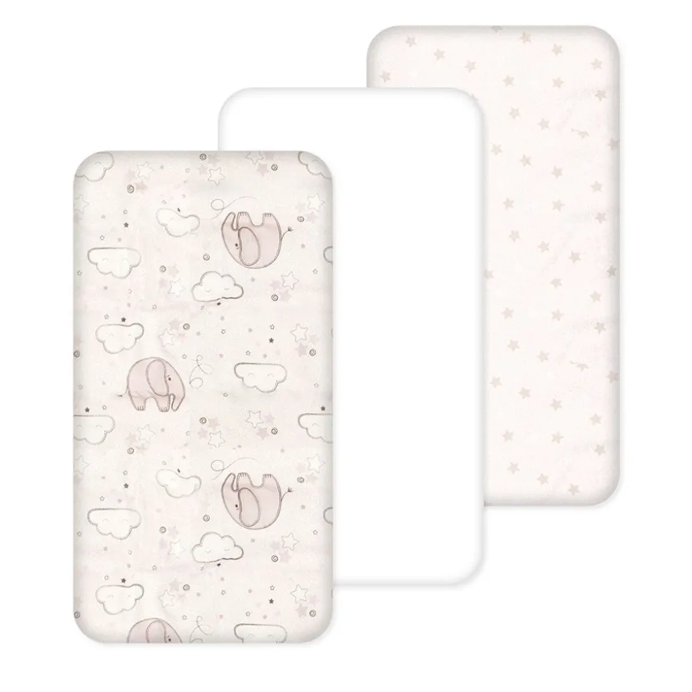 100% Cotton Fitted Cradle/Pram Sheets - 3 Pack Cream - Made In Portugal