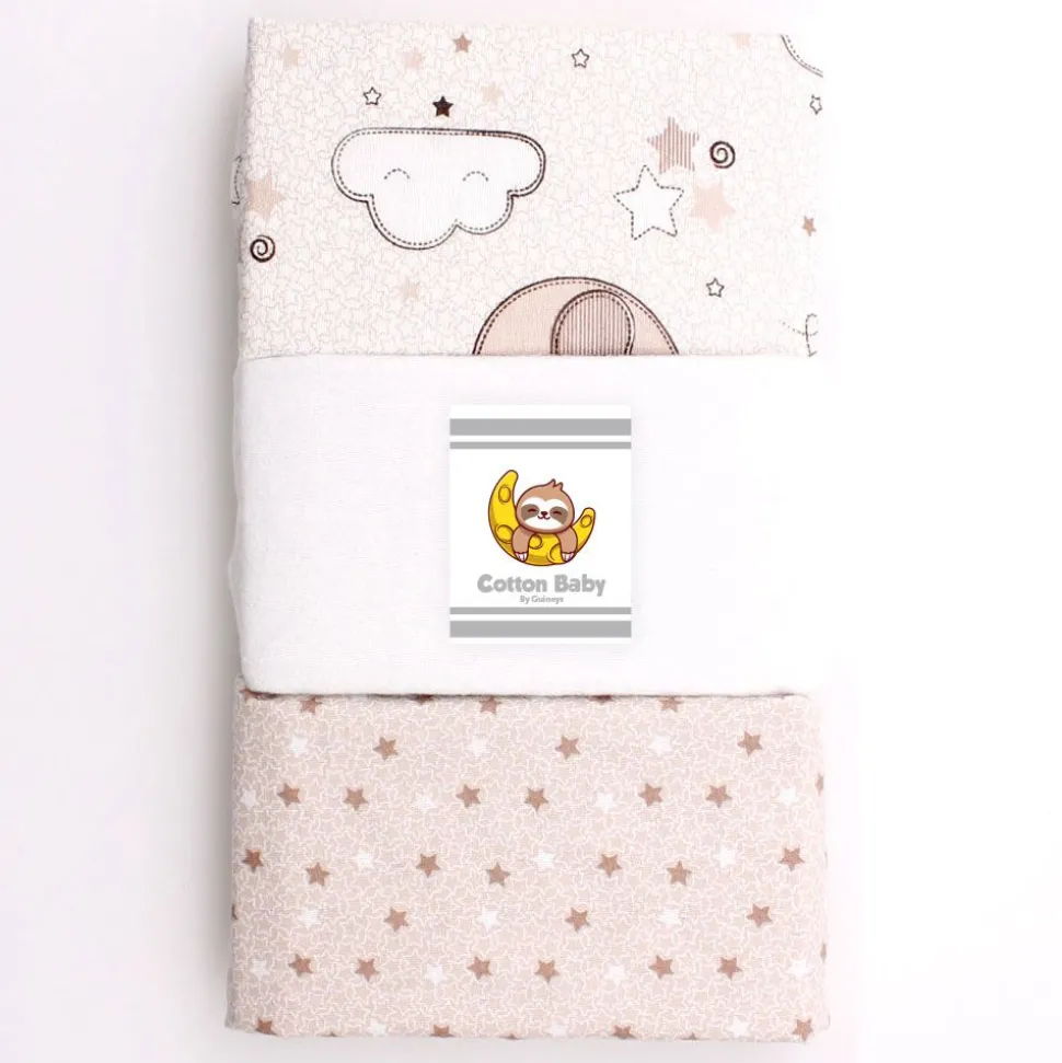 100% Cotton Fitted Cradle/Pram Sheets - 3 Pack Cream - Made In Portugal