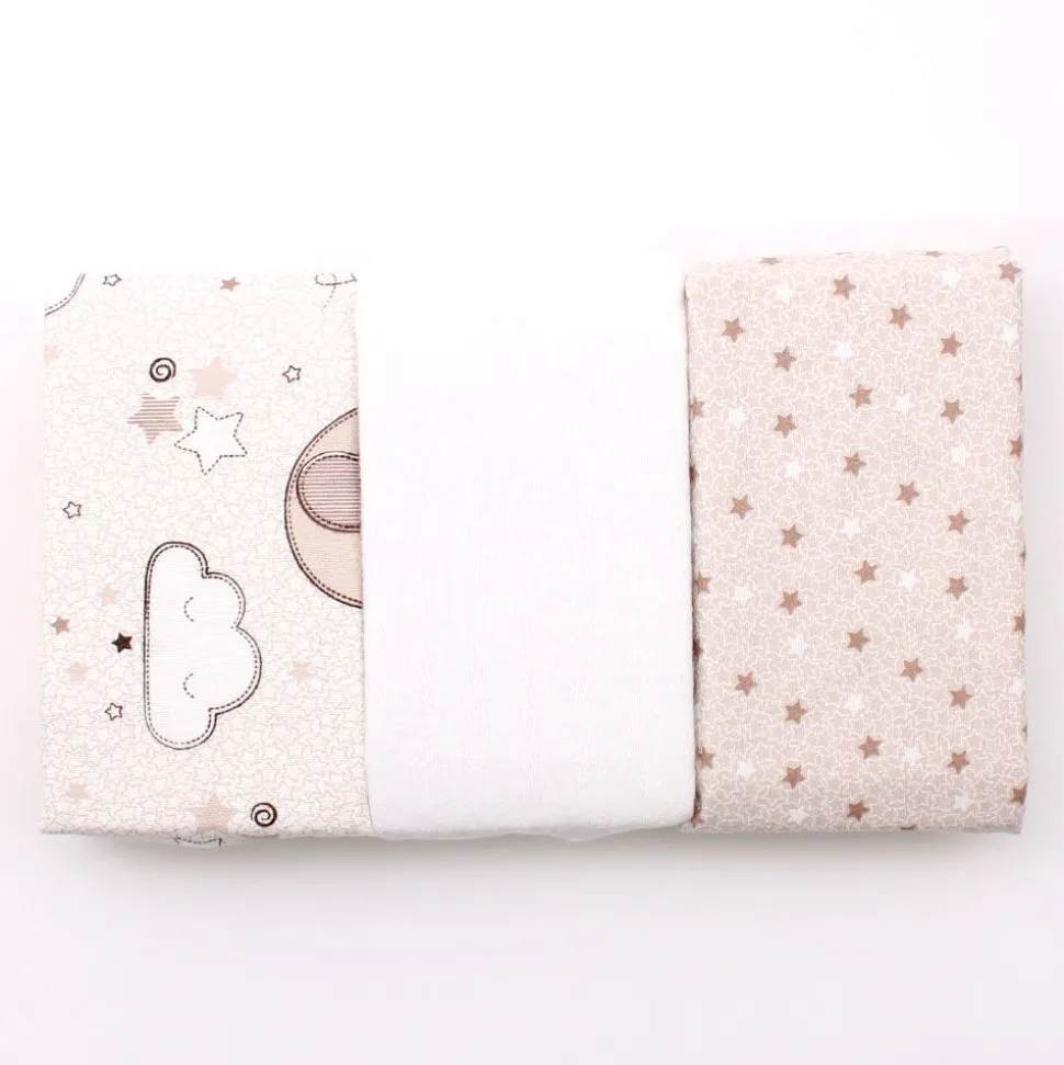 100% Cotton Fitted Cradle/Pram Sheets - 3 Pack Cream - Made In Portugal