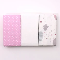 100% Cotton Fitted Moses Sheets 3 Pack Pink - Made In Portugal