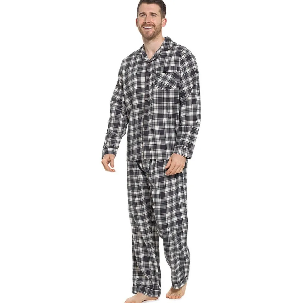100% Cotton Flannelette Pyjamas Grey Check