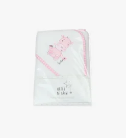 100% Cotton Hooded Towel Hippo Pink