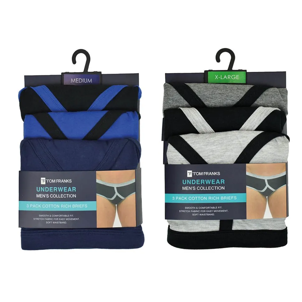 100% Cotton Men's 3 Pack Plain Briefs