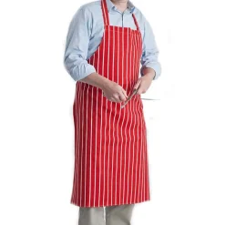 100% Cotton Red Stripe Chef Butchers Apron 103-001