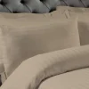 100% Cotton Satin Stripe Housewife Pillowcase Pair Natural