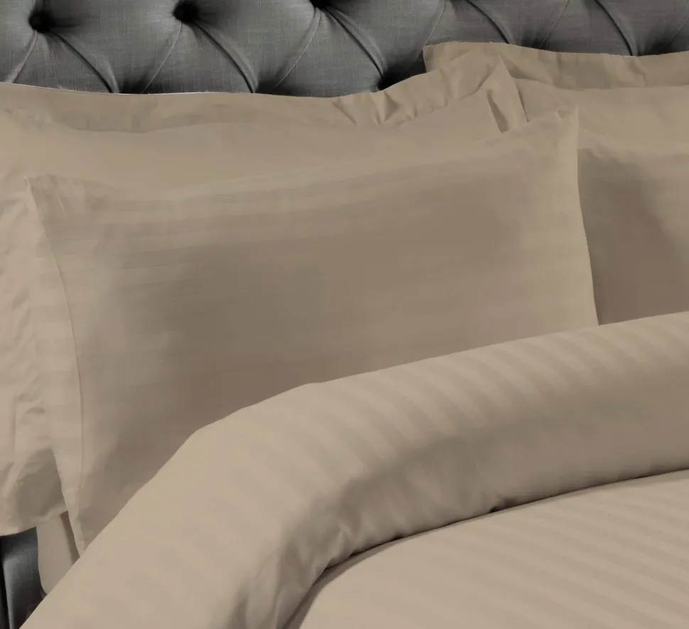 100% Cotton Satin Stripe Oxford Pillowcase Pair Natural