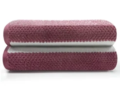 100% Cotton Stripe Towel Dark Pink