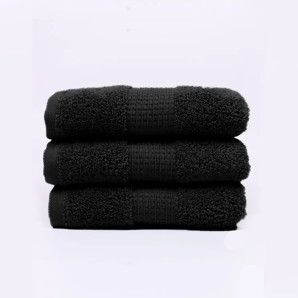 100% Cotton Zero Twist Black Towel