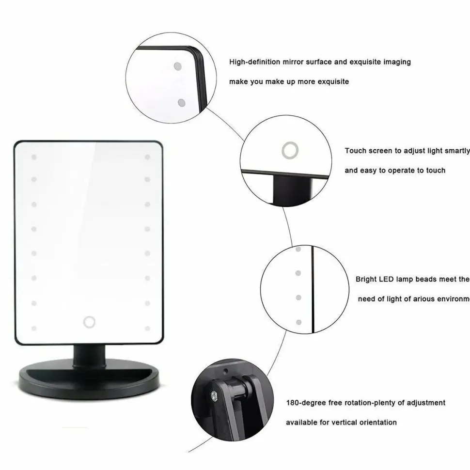 16 LED Touch Vanity Black Mirror
