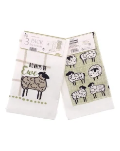 3 Pack Always be Ewe Design Tea Towels