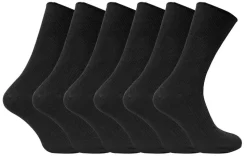 3 Pack Black Cotton Rich Brushed Thermal Non Elastic Socks