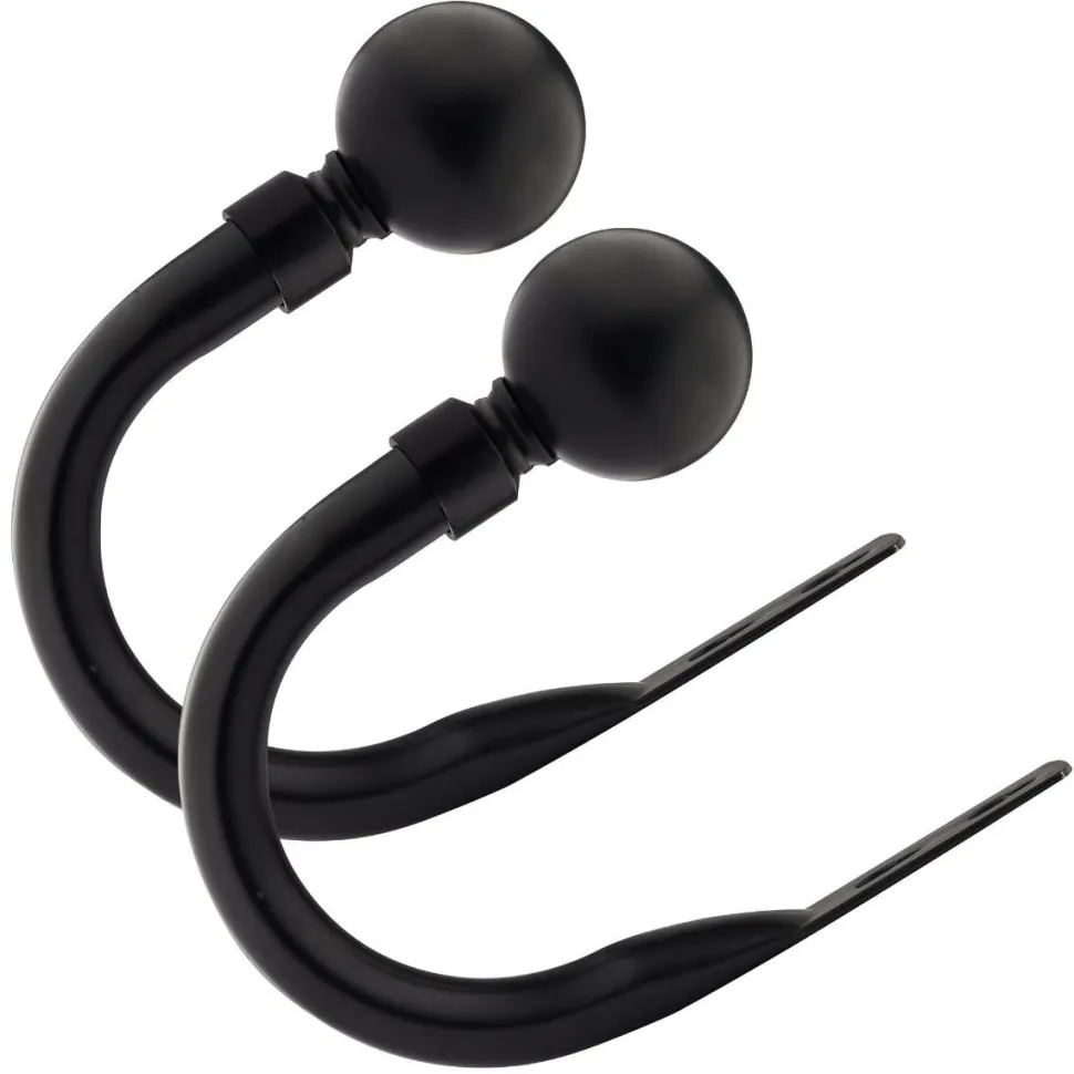 2 Pack Curtain Holdbacks Black Ball