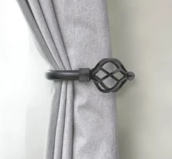 2 Pack Curtain Holdbacks Black Basket