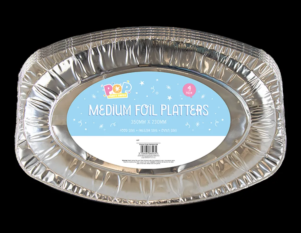 4 Pack Medium Foil Platters