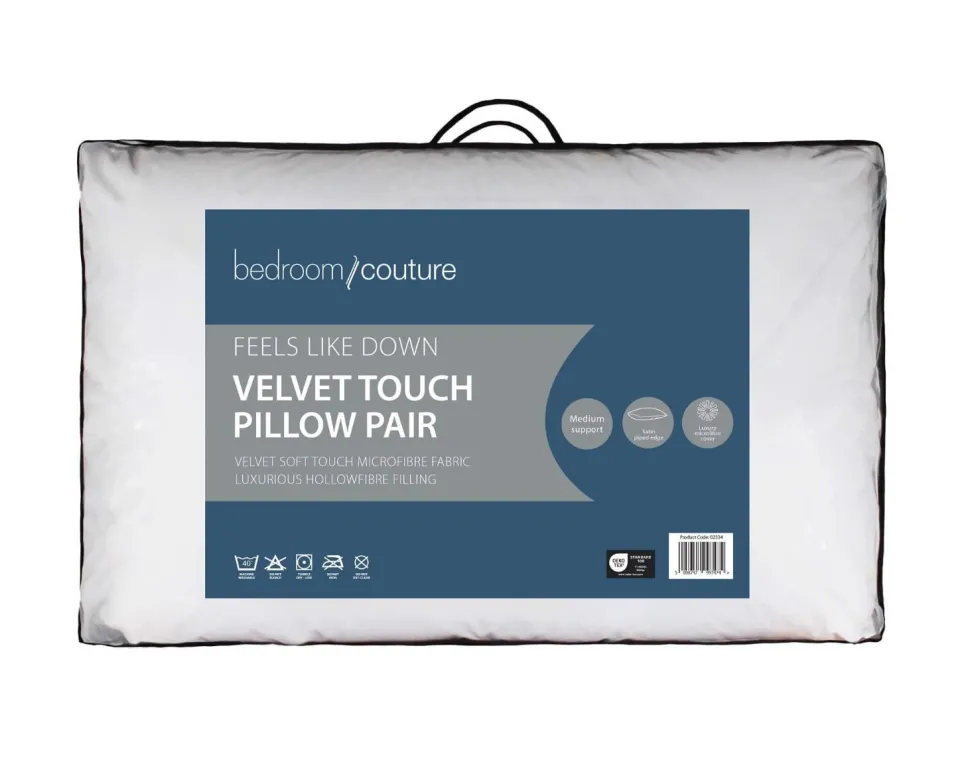 2 Pack Pillow Feels Like Down Velvet Touch by Bedroom Couture Medium - Made in Ireland