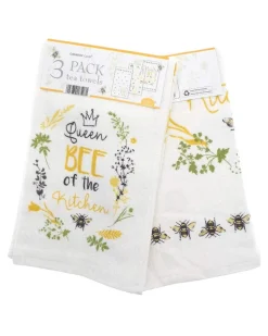 3 Pack Queen Bee Design Tea Towels