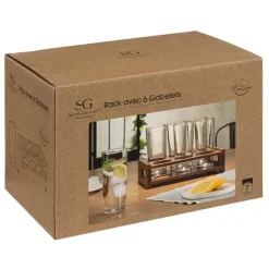 6 Pack Tumbler Glasses with Rack