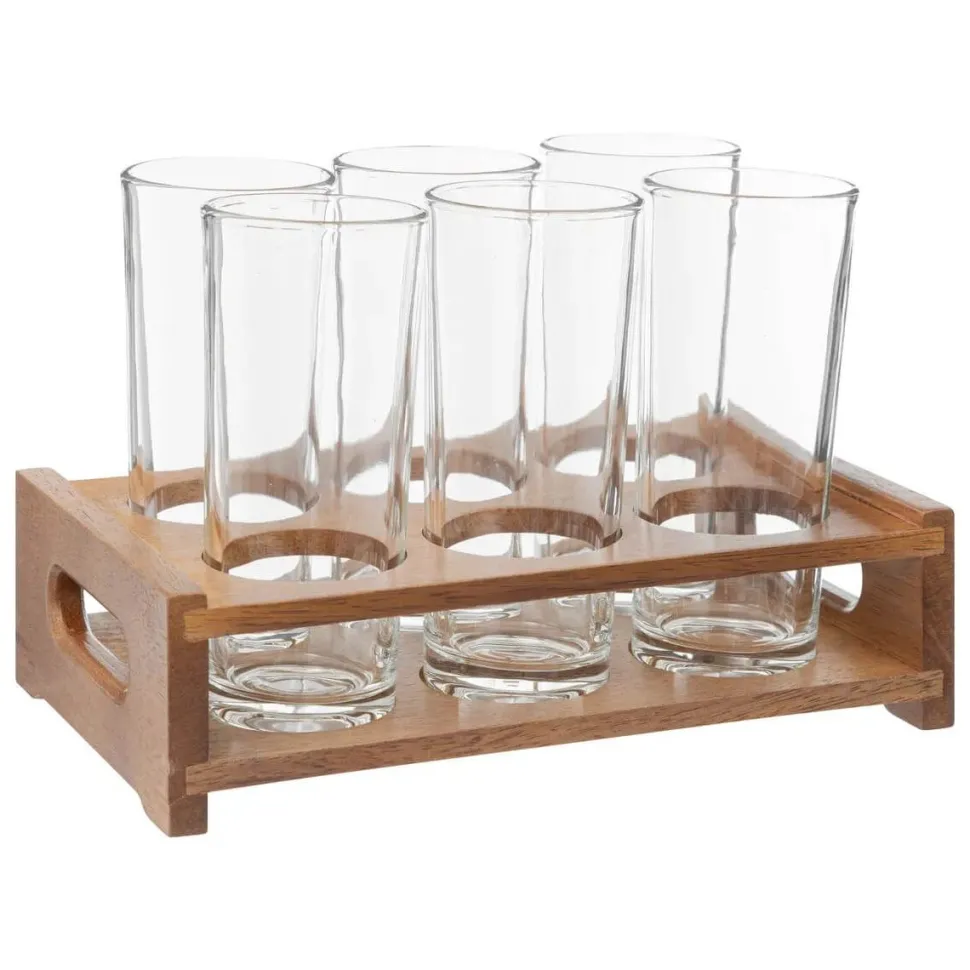 6 Pack Tumbler Glasses with Rack