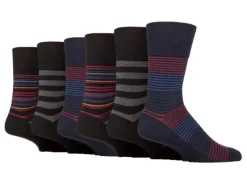 3 Pairs Men's Gentle Grip Cotton Socks Regal Stripe