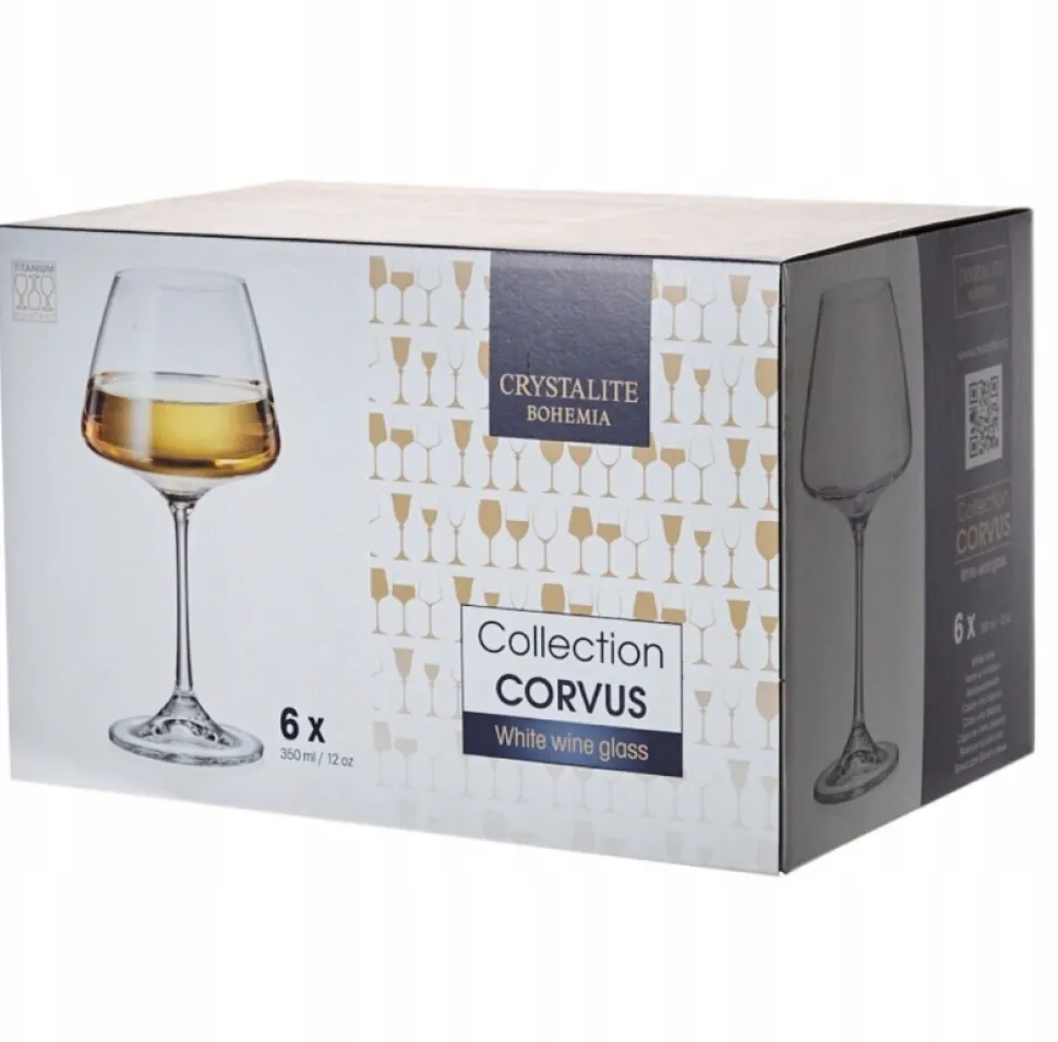 6 Piece Bohemia Corvus Wine Glass Set 350ml