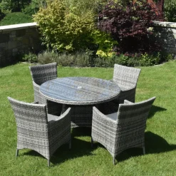 5 Piece Dark Rattan Dining Set
