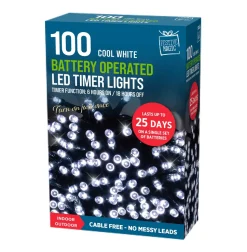 100 White LED Timer Lights