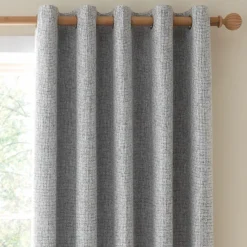 Albert Chenille Eyelet Readymade Curtains Silver 90x90