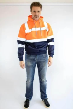 Alder Hi-Vis Jacket Two Tone Hooded Top Orange