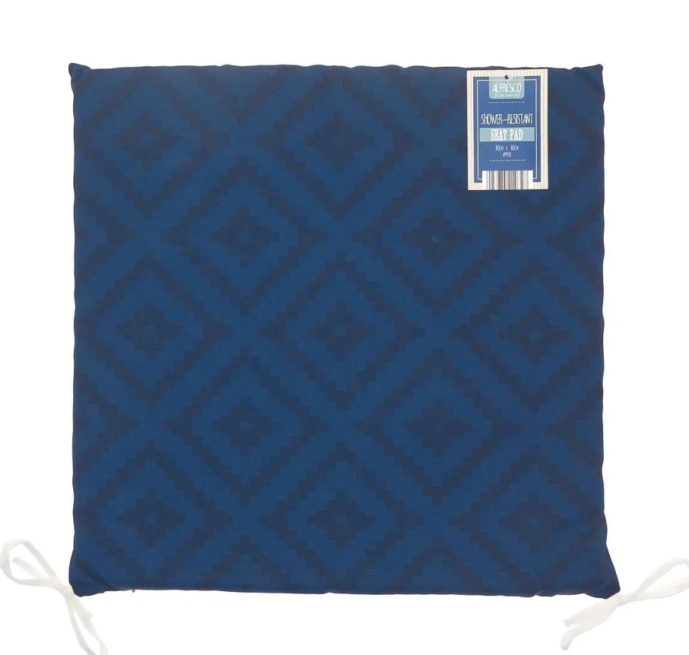 Alfresco Shower Resistant Outdoor Seat Pad Geo Blue