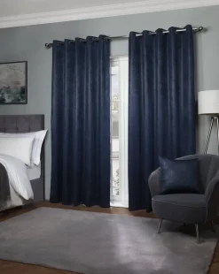 Ambiance Eyelet Curtains Navy by Emma Barclay
