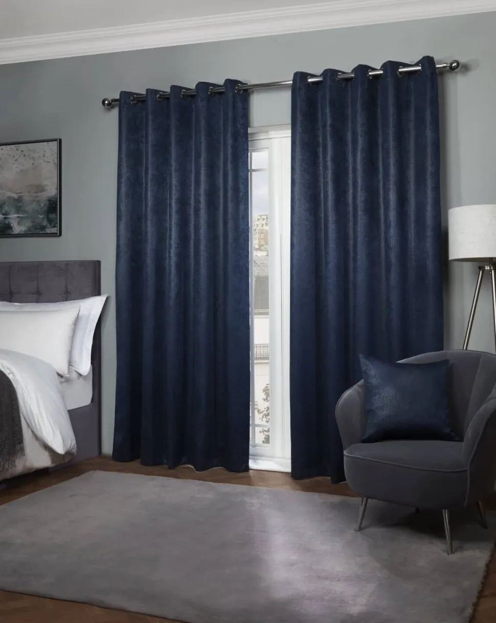 Ambiance Eyelet Curtains Navy by Emma Barclay