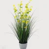Artificial Flowers Onion Grass in Pot Yellow