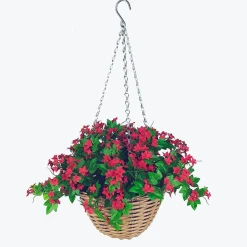Artificial Hanging Basket Flower Arrangement Star Flower Pink