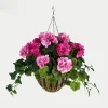 Artificial Hanging Basket Flower Geranium Pink 10''