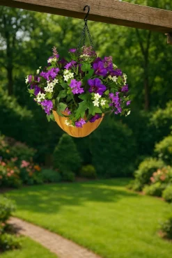 Artificial Hanging Pot Flower Arrangement Petunia Col. 29