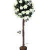 Artificial Rose Tree White with Round Bush 120cm