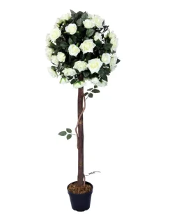 Artificial Rose Tree White with Round Bush 120cm