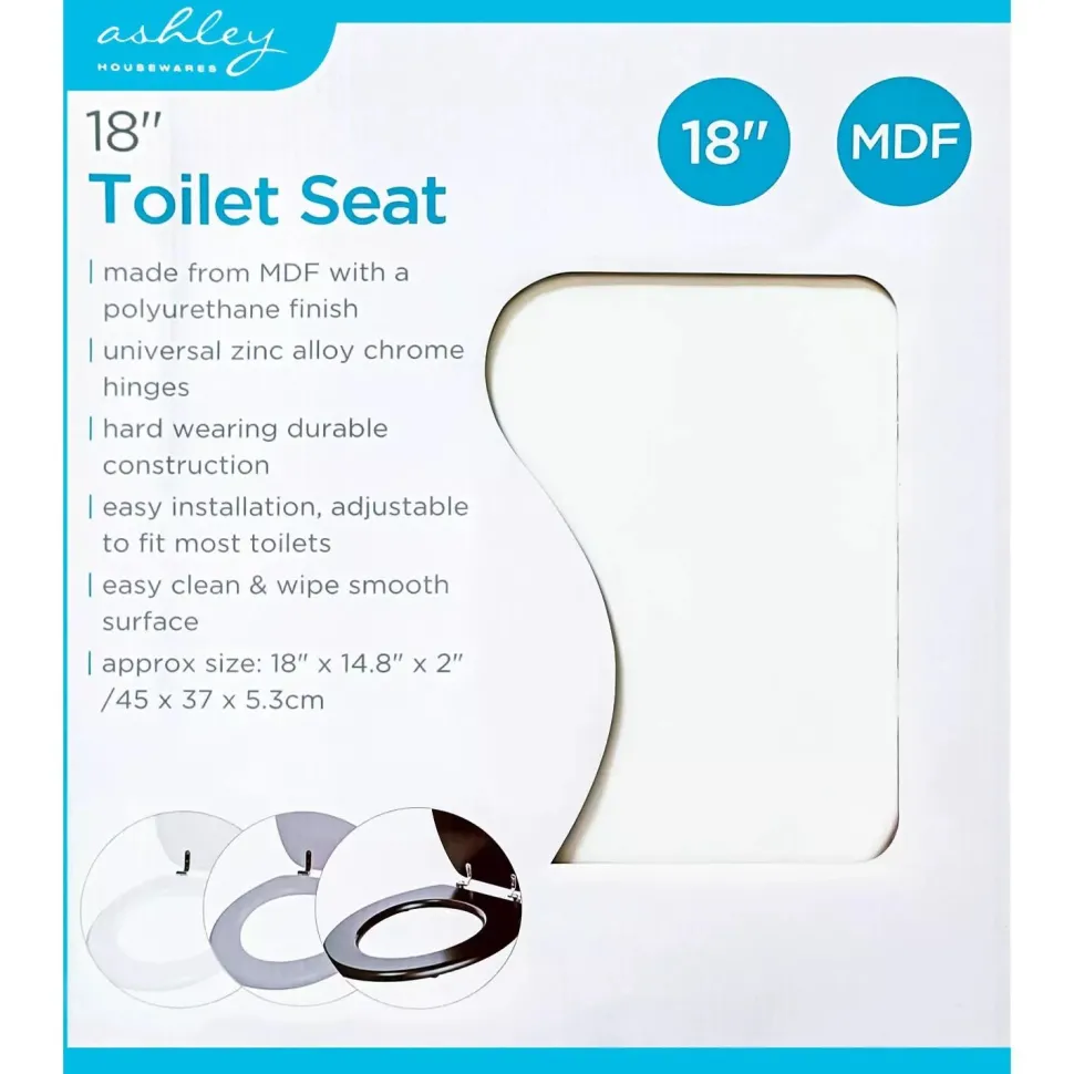 Ashley Housewares White 18 Inch MDF Toilet Seat