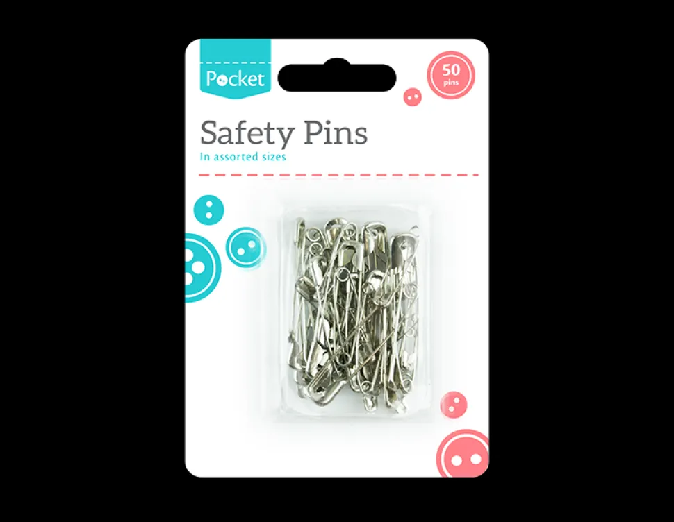 Assorted Sizes Safety Pins - 50 Pack