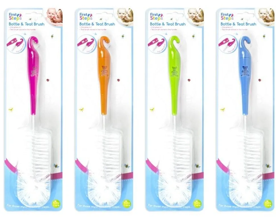 Baby 2 in 1 Bottle & Teat Brush - 4 Colours
