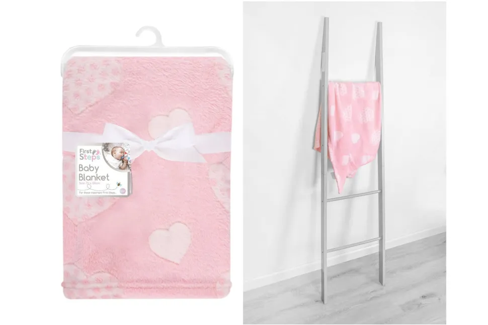 Baby Blanket Pink Hearts 70x90cm