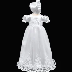 Baby Girls White Embroidered Christening Gown & Bonnet