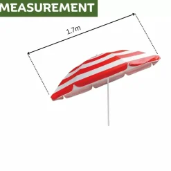 Beach Tilting Parasol Umbrella 1.8m Red Stripe