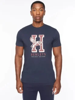 Belton 100% Cotton Navy T-Shirt by Henley