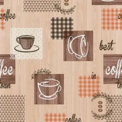 Best in Coffee Oil Cloth Tablecloth 147B - Price by the Metre