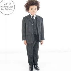 Black Pinstripe 5 Piece Suit