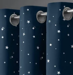 Blackout Curtains Eyelet Stars Navy